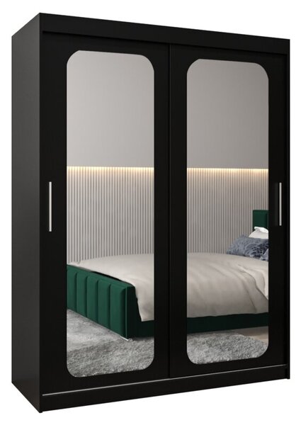 Szafa przesuwna garderoba Promo T3 150 wys. 200 cm czarny + czarny