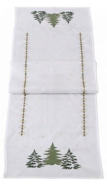 Świąteczny bieżnik na stół EVERGREEN CHARM 40x140 cm, biały