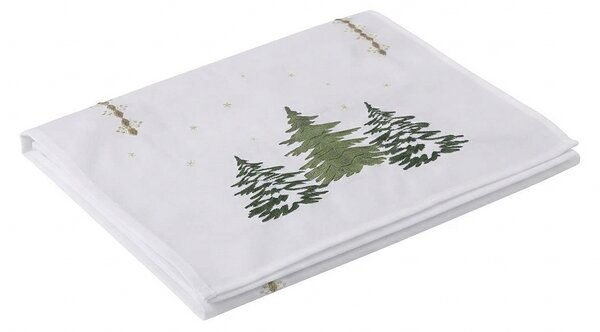Świąteczny bieżnik na stół EVERGREEN CHARM 40x140 cm, biały