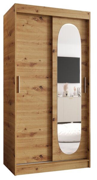 Szafa przesuwna z lustrem garderoba Royal 100 wys. 200 cm artisan