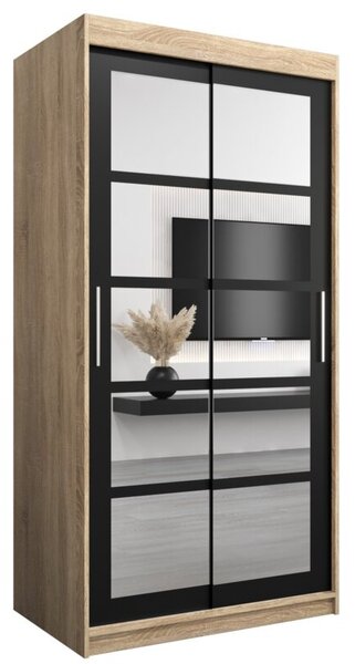 Szafa przesuwna garderoba Roma 2 100 wys. 200 cm sonoma + czarny