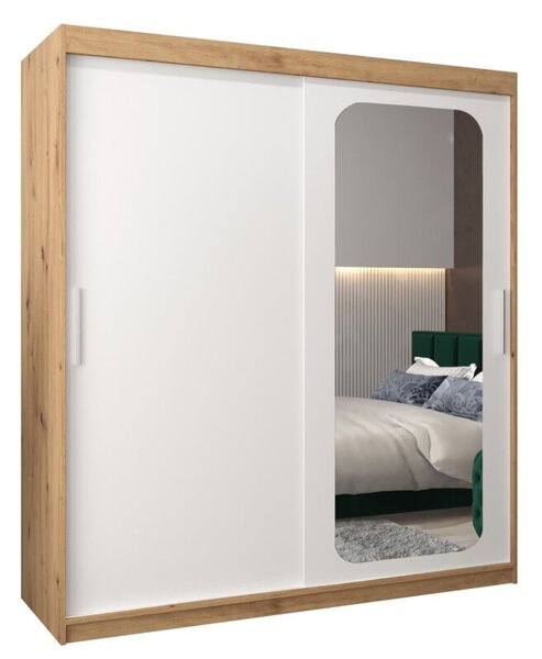 Szafa przesuwna garderoba Promo T2 180 wys. 200 cm artisan + biaÅy