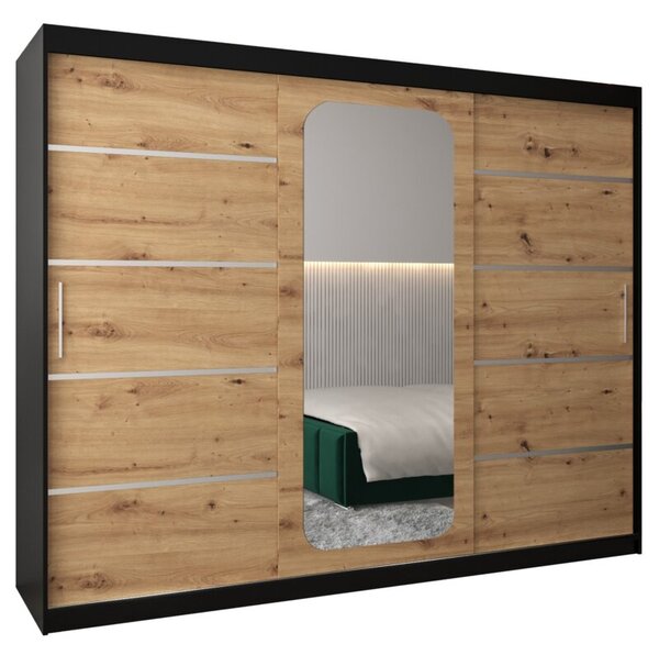 Szafa przesuwna garderoba Promo V2 250 wys. 200 cm czarny + artisan
