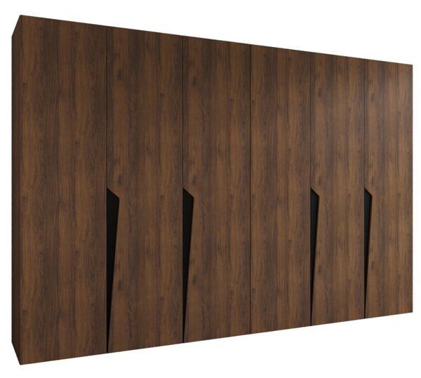 Szafa uchylna otwierana Piano 1 300 (2x150) wys. 202 cm orzech warmia + u. czarny