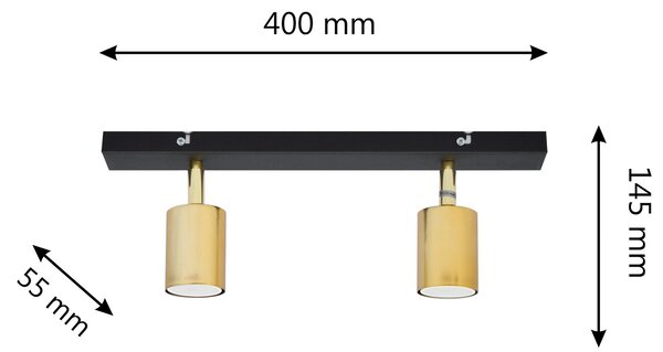Lampa metalowa na listwie TUNE II R-L 1927/2 BK+GO MAT