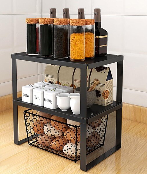 Organizer półka kuchenna 30x20x15 cm, 2 szt., sztaplowana, stal, do kuchni