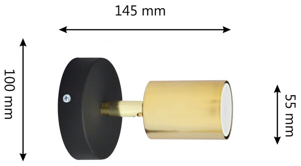 Kinkiet spot TUNE II R-KM 1927/1 BK+GO MAT