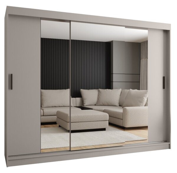Szafa przesuwna z lustrem garderoba Rubino T2 250 wys. 200 cm kaszmir