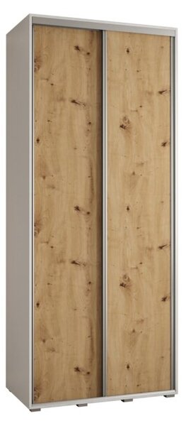 Szafa przesuwna wysoka Davos 1 120, gÅ. 45 cm biaÅy + artisan + srebrny