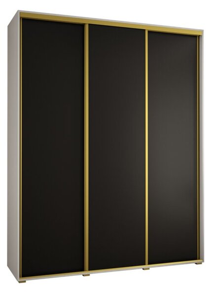 Szafa przesuwna wysoka Davos 1 200, gÅ. 45 cm biaÅy + czarny + zÅoty