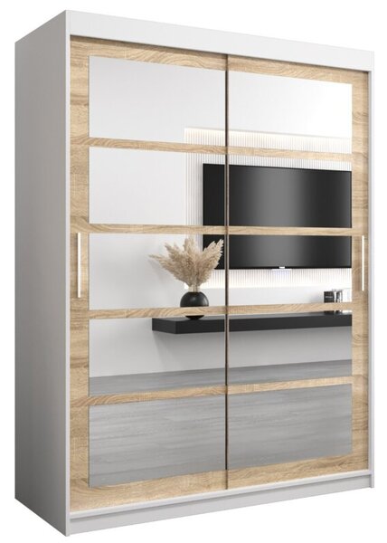 Szafa przesuwna garderoba Roma 2 150 wys. 200 cm biaÅy + sonoma