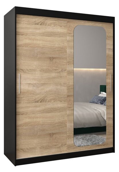 Szafa przesuwna garderoba Promo T2 150 wys. 200 cm czarny + sonoma