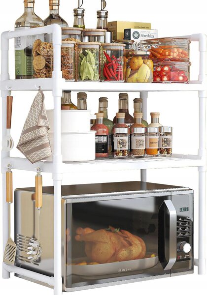 PÓŁKA KUCHENNA pod mikrofalówkę SZAFKA ORGANIZER BIAŁA 3poziomy 48cm REGAŁ