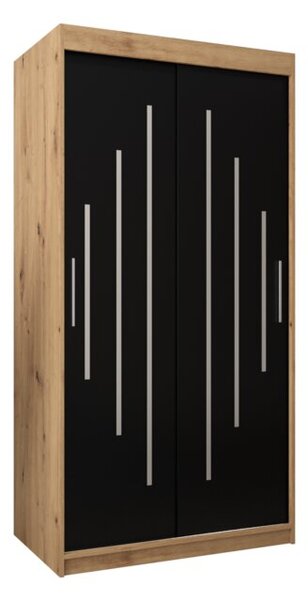 Szafa przesuwna garderoba York 100 wys. 200 cm artisan + czarny