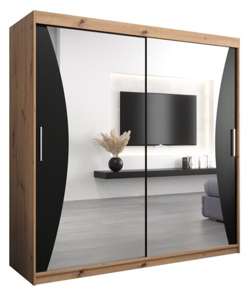 Szafa przesuwna garderoba Monaco 200 wys. 200 cm artisan + czarny