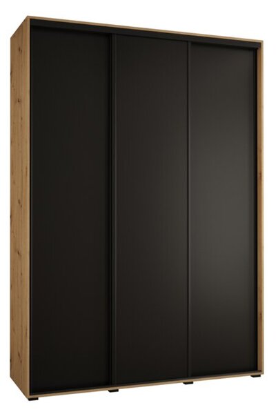 Szafa przesuwna wysoka Davos 1 180, gÅ. 60 cm artisan + czarny + czarny