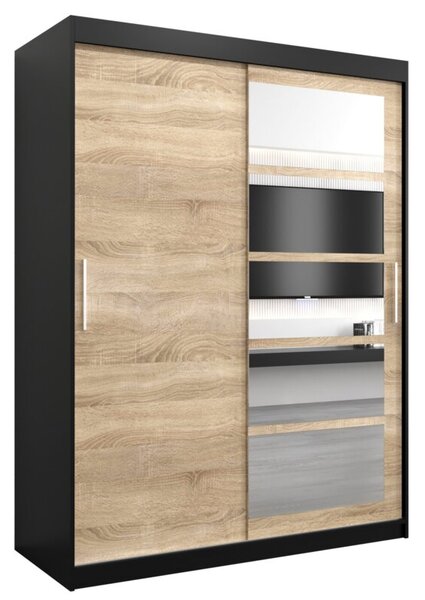 Szafa przesuwna garderoba Roma 1 150 wys. 200 cm czarny + sonoma