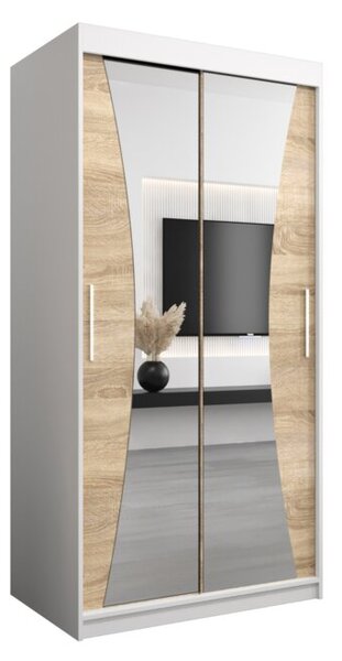 Szafa przesuwna garderoba Monaco 100 wys. 200 cm biaÅy + sonoma