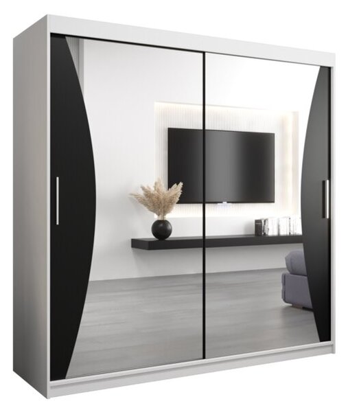 Szafa przesuwna garderoba Monaco 200 wys. 200 cm biaÅy + czarny