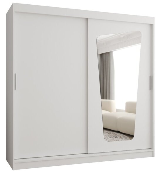 Szafa przesuwna z lustrem garderoba Moka 200 wys. 200 cm biaÅy