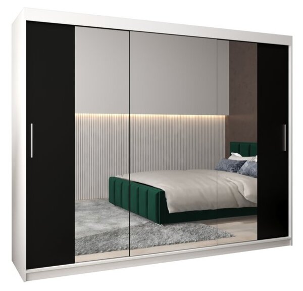 Szafa przesuwna garderoba Tokyo 2 250 wys. 200 cm biaÅy + czarny