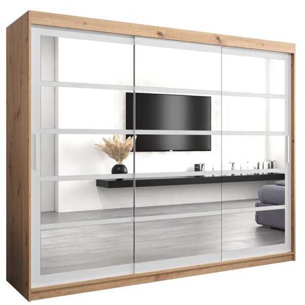 Szafa przesuwna garderoba Roma 2 250 wys. 200 cm artisan + biaÅy