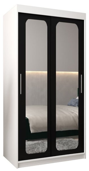 Szafa przesuwna garderoba Promo T3 100 wys. 200 cm biaÅy + czarny
