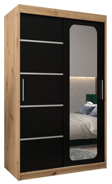 Szafa przesuwna garderoba Promo V2 120 wys. 200 cm artisan + czarny