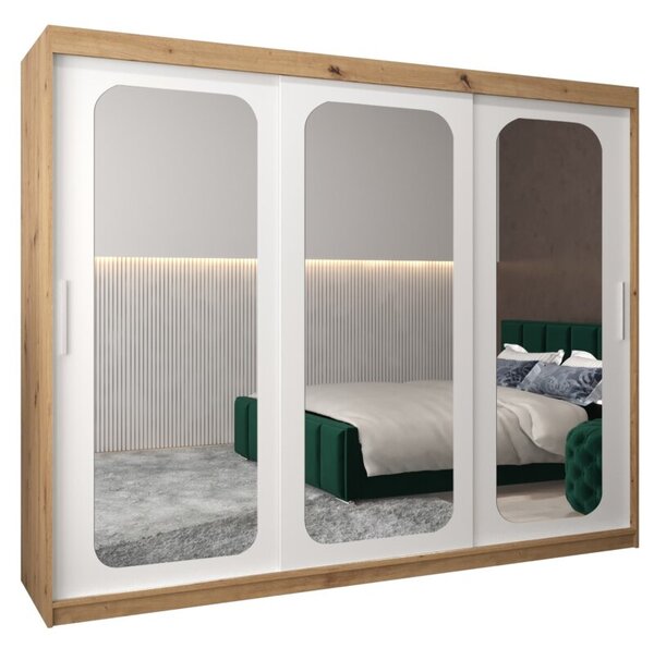 Szafa przesuwna garderoba Promo T3 250 wys. 200 cm artisan + biaÅy