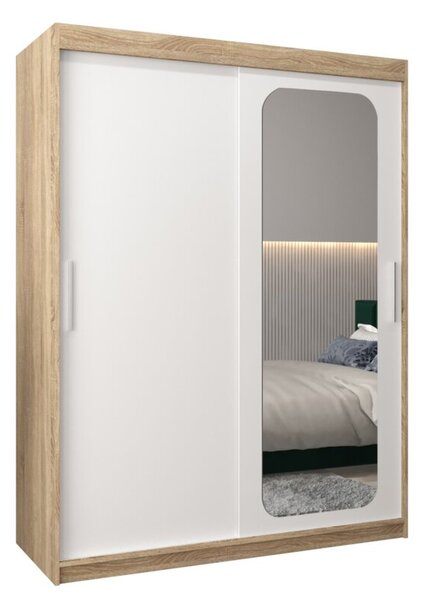 Szafa przesuwna garderoba Promo T2 150 wys. 200 cm sonoma + biaÅy