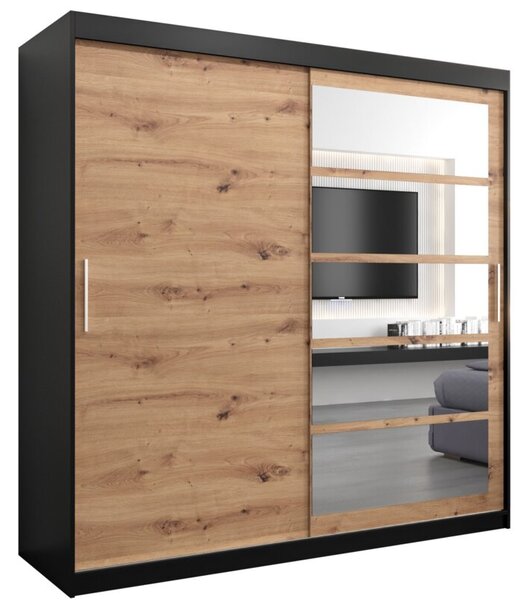 Szafa przesuwna garderoba Roma 1 200 wys. 200 cm czarny + artisan