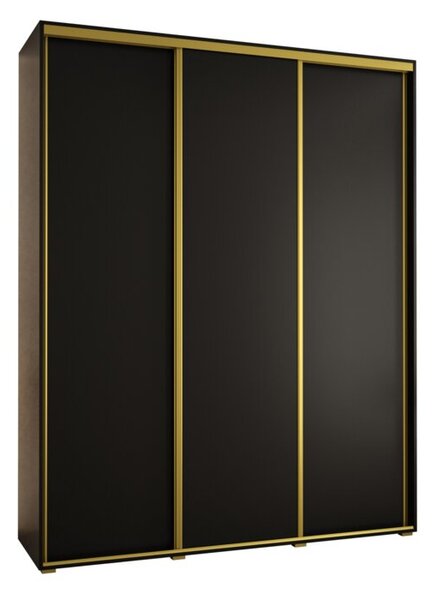 Szafa przesuwna wysoka Davos 1 200, gÅ. 60 cm czarny + czarny + zÅoty
