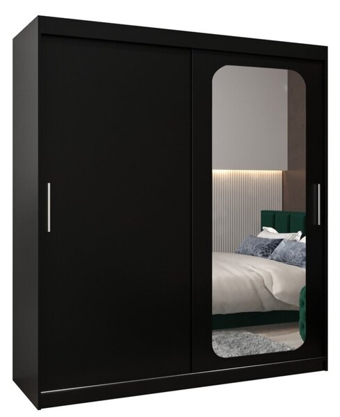 Szafa przesuwna garderoba Promo T2 180 wys. 200 cm czarny + czarny