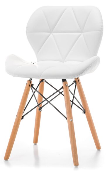 Krzesło skandynawskie SK04 białe ekoskóra z drewnianymi nogami