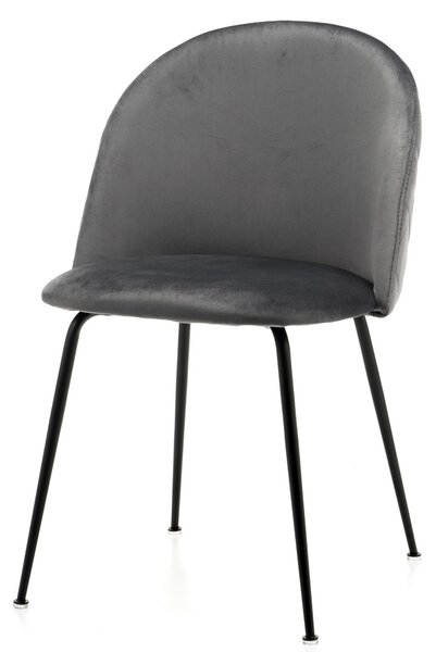 Krzesło tapicerowane do jadalni SK49 szary welur nowoczesne loft