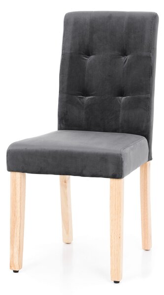 Krzesło tapicerowane do jadalni SK09 szary welur, nogi jasny buk