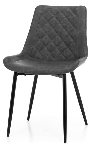 Krzesło tapicerowane do jadalni SK02 ciemnoszare ekoskóra nowoczesne loft