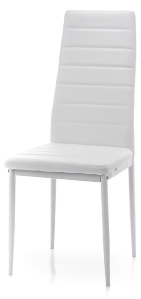 Zestaw 4 krzeseł tapicerowanych do jadalni SK06, biała ekoskóra, metalowe nogi