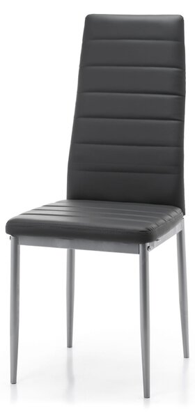 Zestaw 4 krzeseł tapicerowanych do jadalni SK06, ciemnoszara ekoskóra, metalowe nogi