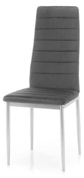 Zestaw 4 krzeseł tapicerowanych do jadalni SK06, ciemnoszary welur, metalowe nogi