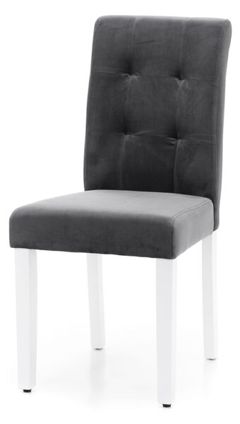 Krzesło tapicerowane do jadalni SK09 szary welur, białe nogi