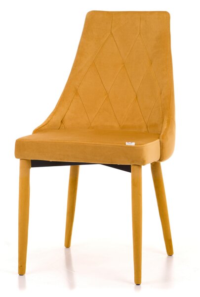 Krzesło tapicerowane do jadalni Volturno musztardowe nowoczesne loft