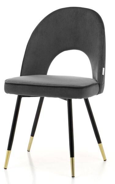 Krzesło tapicerowane do jadalni SK72 szary welur, czarno złote nogi