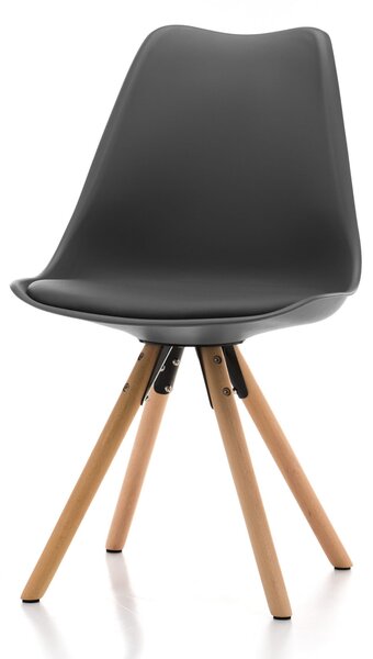 Krzesło skandynawskie SK37 szare plastikowe z drewnianymi nogami
