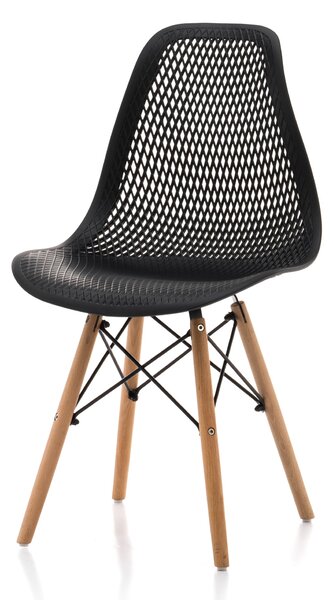 Krzesło skandynawskie SK38 czarne z drewnianymi nogami do salonu lub jadalni
