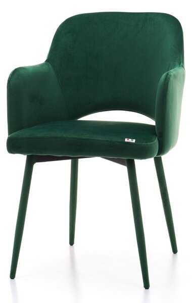 Krzesło tapicerowane do salonu Marano zielone welurowe nowoczesne loft