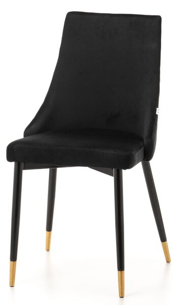 Krzesło tapicerowane do salonu Adda czarne welurowe nowoczesne loft