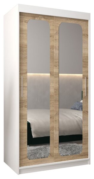 Szafa przesuwna garderoba Promo T3 100 wys. 200 cm biaÅy + sonoma
