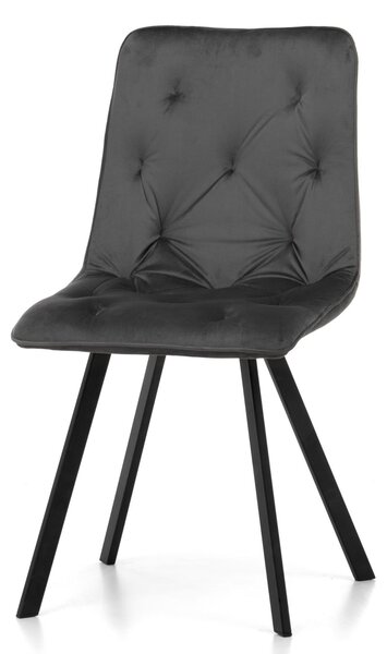 Krzesło tapicerowane do jadalni SK61 szare welurowe nowoczesne loft