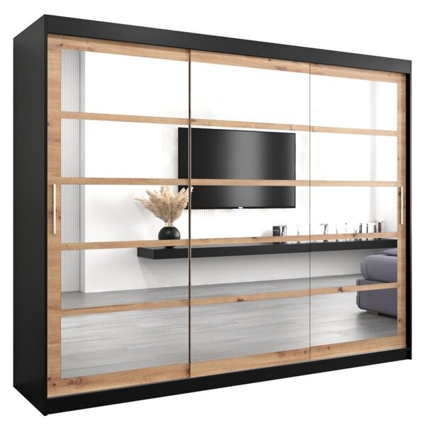 Szafa przesuwna garderoba Roma 2 250 wys. 200 cm czarny + artisan